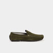 Mocassins en cuir vert kaki homme