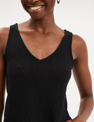 D&eacute;bardeur d&eacute;tails ajour&eacute;s noir femme