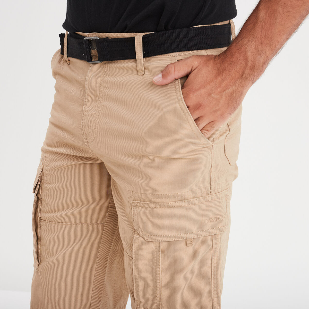 Bermuda cargo côtelé ceinturé Trappeur beige homme