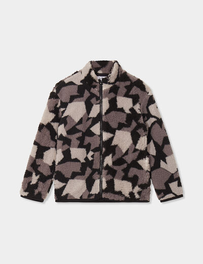 Gilet effet sherpa avec col camionneur noir garçon