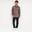 Chemise stretch manches longues gris fonc&eacute; homme