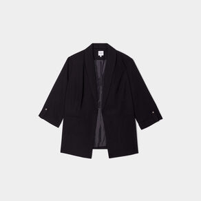 veste droite manches 34 a revers noir femmegt Veste droite manches 3/4 à revers noir femme grande taille
