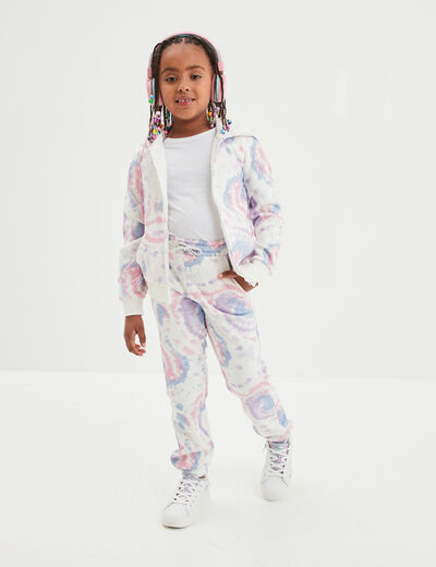 Sweat zippé à capuche ecru fille