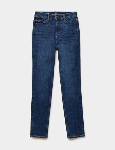 Jean skinny taille haute bleu fonc&eacute; femme