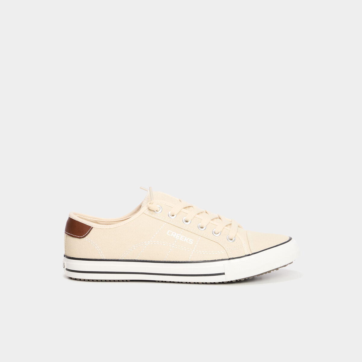 Tennis basses en toile &agrave; lacets sable homme