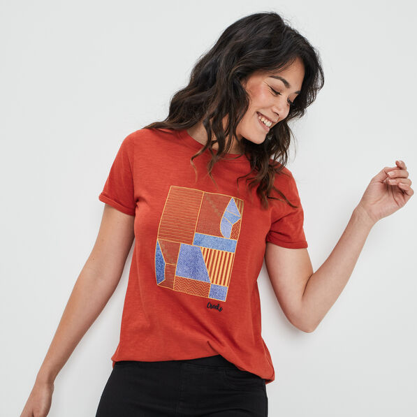 t shirt manches courtes creeks orange fonce femme T-shirt manches courtes Creeks orange foncé femme