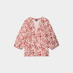 Blouse manches 3/4 ballons col tunisien terracotta femme