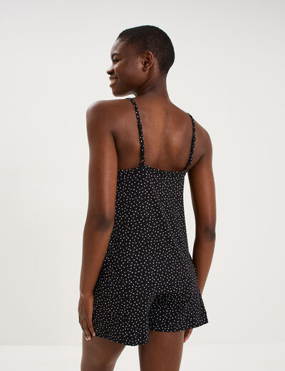 Ensemble pyjama short et d&eacute;bardeur noir femme