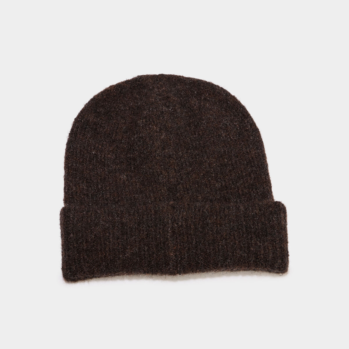 Bonnet maille c&ocirc;tel&eacute;e marron fonc&eacute; femme