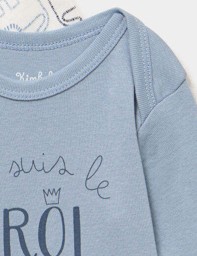 Lot 3 bodies US coton manches longues bleu b&eacute;b&eacute;
