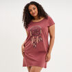 Chemise de nuit manches courtes rose framboise femme grande taille