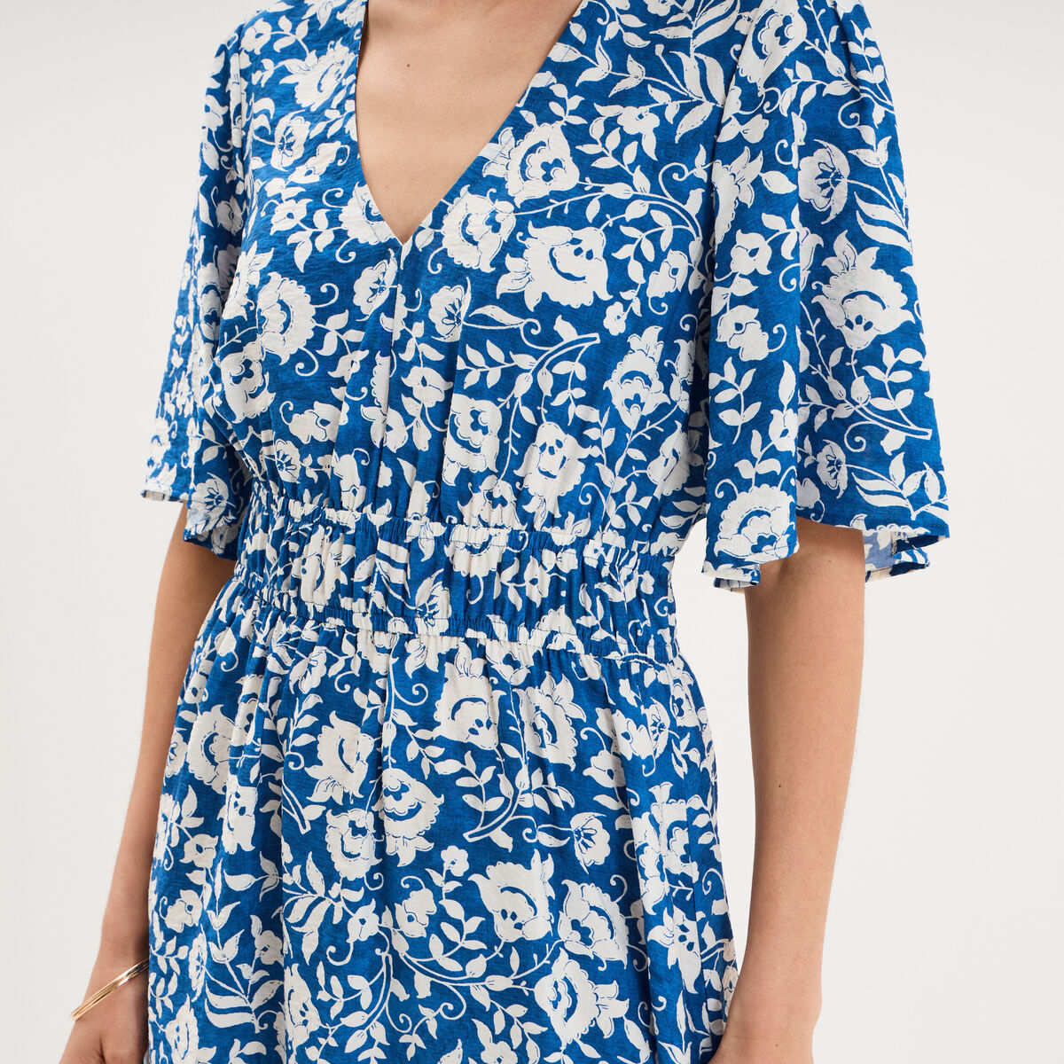 Robe courte taille &eacute;lastiqu&eacute;e bleu marine femme
