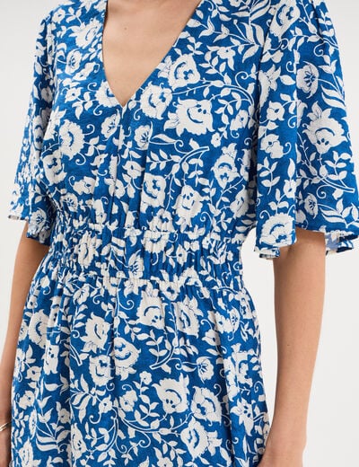 Robe courte taille &eacute;lastiqu&eacute;e bleu marine femme