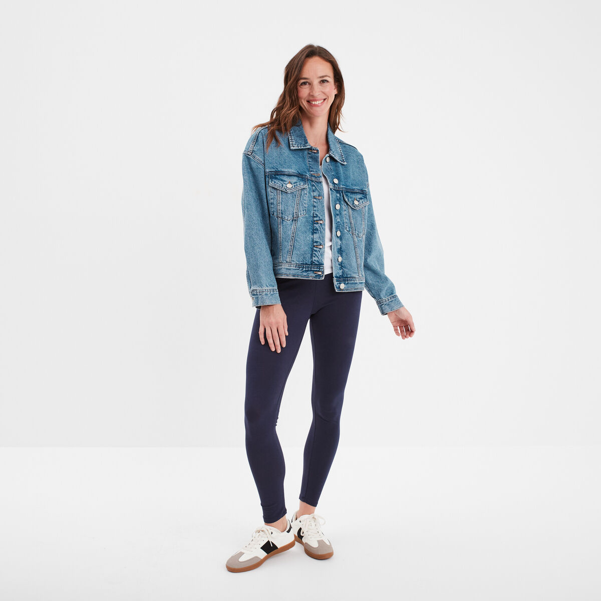 Legging long taille haute bleu marine femme