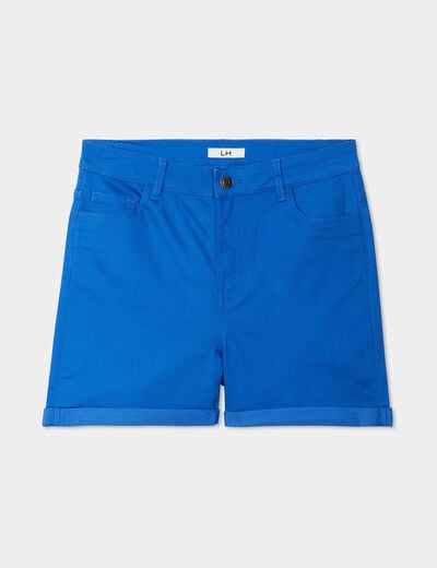 Short en jean slim bleu roi femme