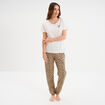 Ensemble pyjama pantalon t-shirt coton beige femme