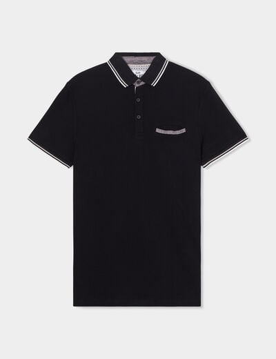 Polo piqu&eacute; manches courtes coton noir homme