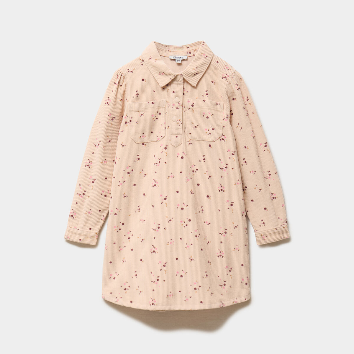 Robe courte effet velours c&ocirc;tel&eacute; coton ficelle fille
