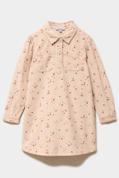 Robe courte effet velours c&ocirc;tel&eacute; coton ficelle fille
