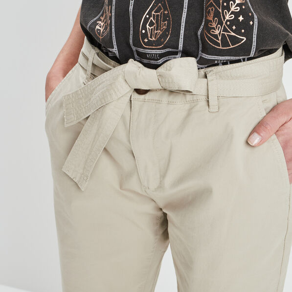 pantalon chino ceinture 78eme beige femme Pantalon chino ceinturé 7/8ème beige femme