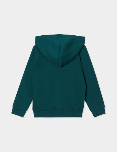 Sweat zippé à capuche et poches vert foncé garçon