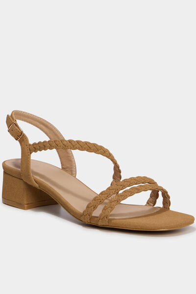 Sandales su&eacute;dine tress&eacute;es marron femme
