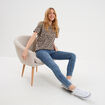 T-shirt coton col rond manches courtes beige fonce femme