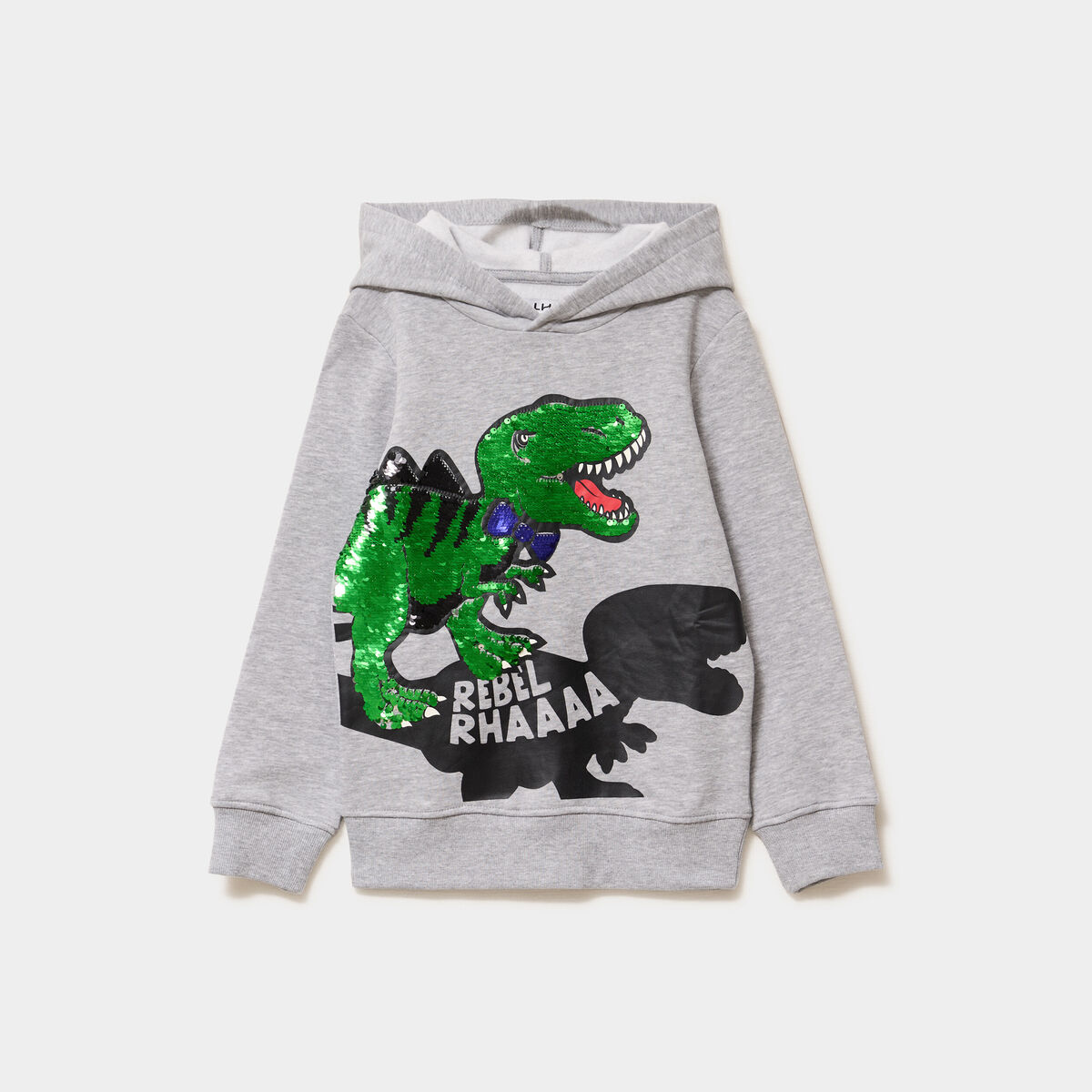 Sweat hoodie &agrave; sequins r&eacute;versibles gris clair gar&ccedil;on