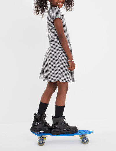 Robe patineuse manches courtes ecru fille