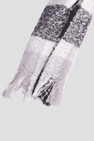 Écharpe à franges gris femme