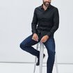 Chemise stretch manches longues noir homme