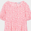 Robe longue trapèze manches ballons rose fille