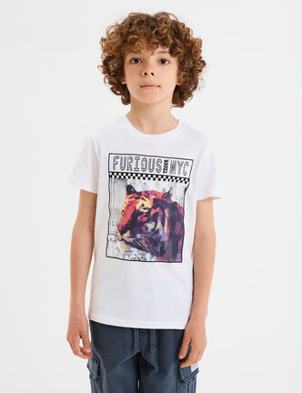 T-shirt manches courtes coton blanc garçon