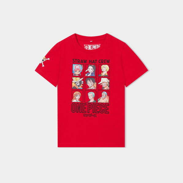 t shirt manches courtes one piece rouge garcon T-shirt manches courtes One Piece rouge garçon