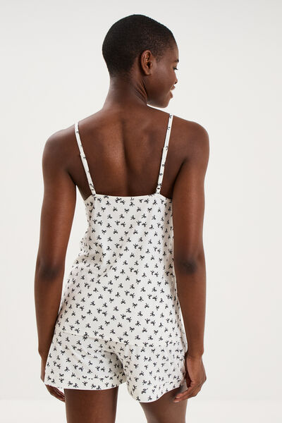 Ensemble pyjama short et d&eacute;bardeur ecru femme