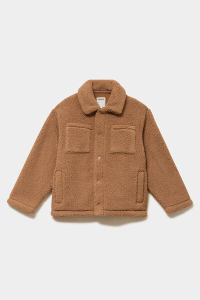 Veste courte sherpa marron gar&ccedil;on