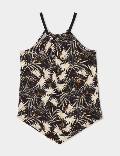Débardeur asymétrique Mosquitos noir femme