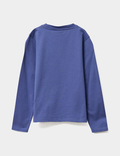 T-shirt manches longues coton Stitch bleu fille