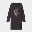 Chemise de nuit t-shirt col rond gris fonc&eacute; femme