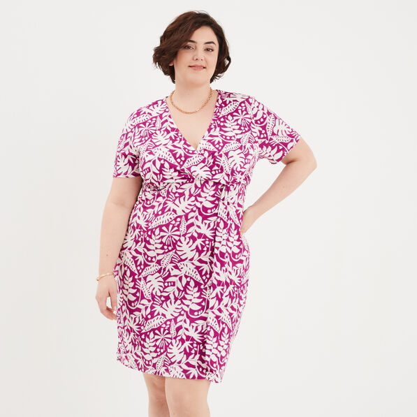 robe portefeuille manches courtes violet femmegt Robe portefeuille manches courtes violet femme grande taille