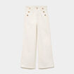 Pantalon cropped large &agrave; pont ecru femme
