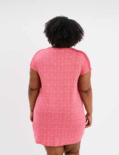 Chemise de nuit manches courtes rouge femme grande taille