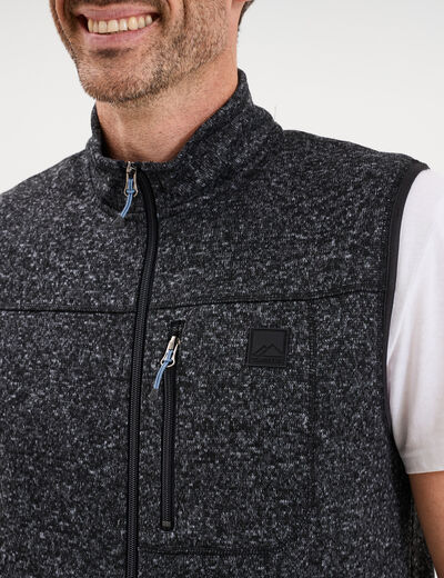 Gilet sans manches col montant gris fonc&eacute; homme