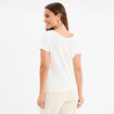 T-shirt col V devant dos blanc femme