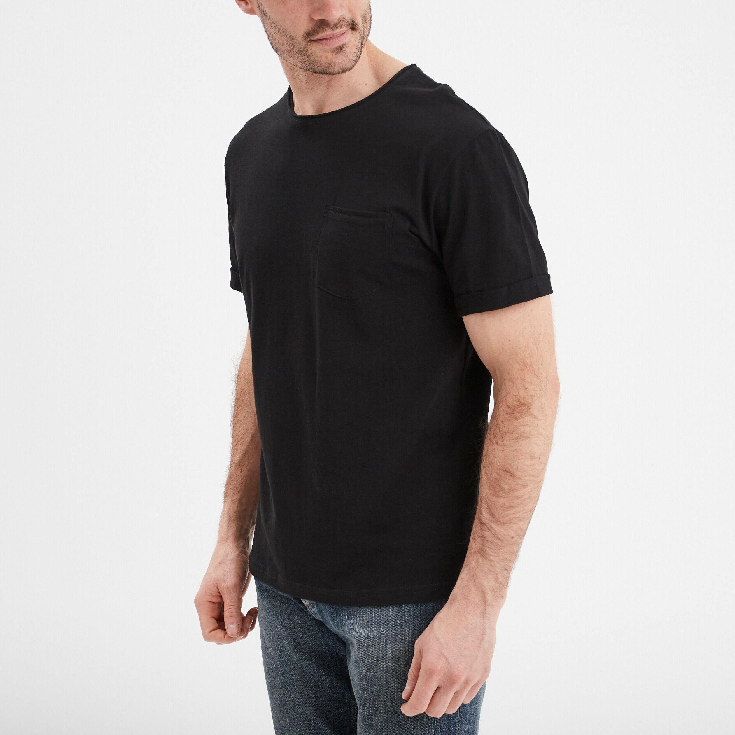 T-shirt col rond manches courtes Liberto noir homme LIBERTO