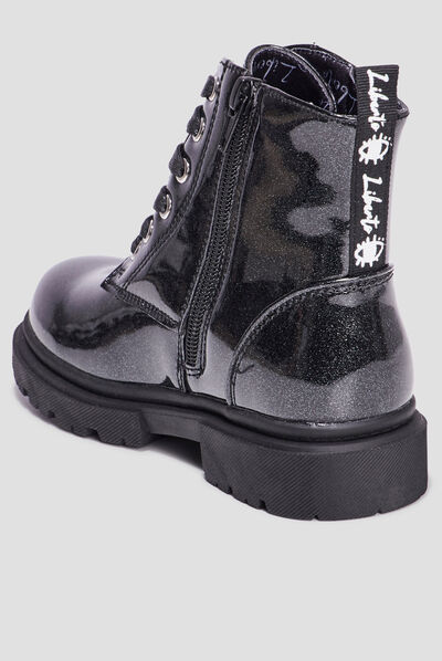 Bottines crantées à paillettes Liberto noir fille