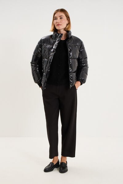 Pantalon barrel taille haute 7/8&egrave;me noir femme