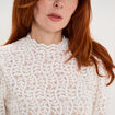 Blouse dentelle col montant blanc femme