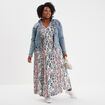 Robe longue col en V fluide ecru femme grande taille