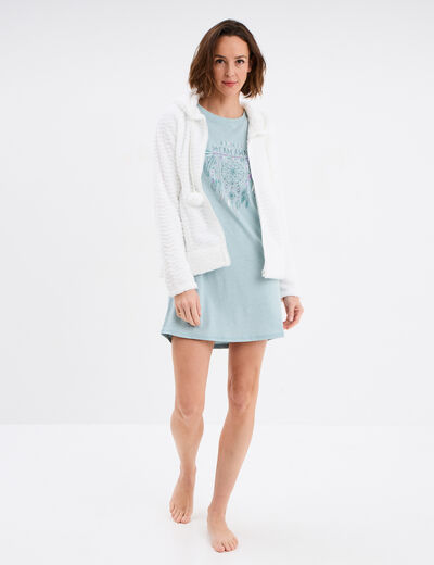 Chemise de nuit droite manches courtes vert canard femme